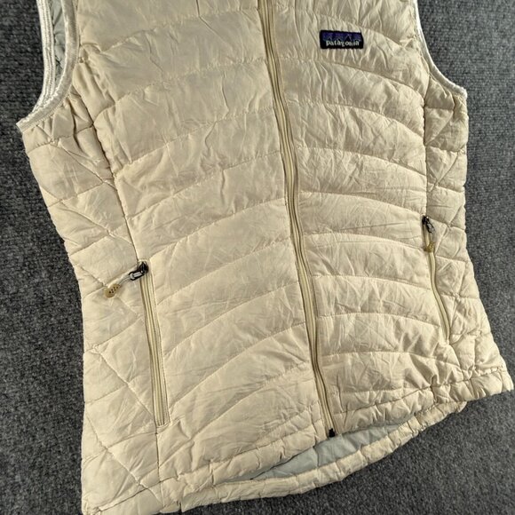 Patagonia Women Down Vest Sleeveless Ivory Full Zip Pockets Small Adjustable - Picture 3 of 16